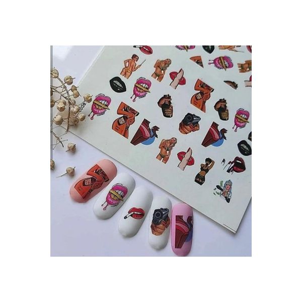 Aşk Desenli Tırnak Dövmesi Tırnak Tattoo Nail Art Tırnak Sticker