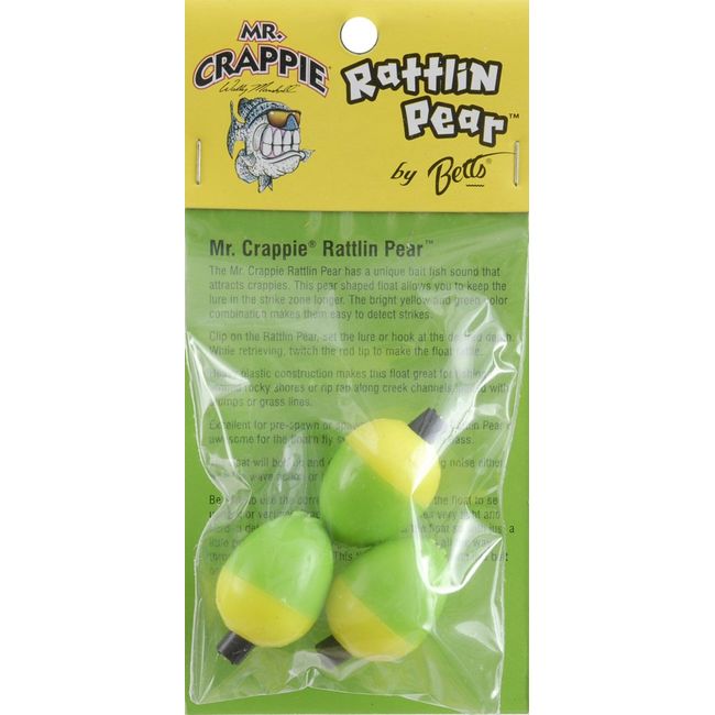 Mr Crappie RP78P-3YG Rattlin Round and Pear Floats, 7/8-Inch, 3-Pack, Yellow/Green