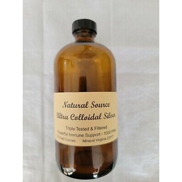 (2) Natural Source Ultra Colloidal Silver 1000 PPM - 16 oz Glass Bottles