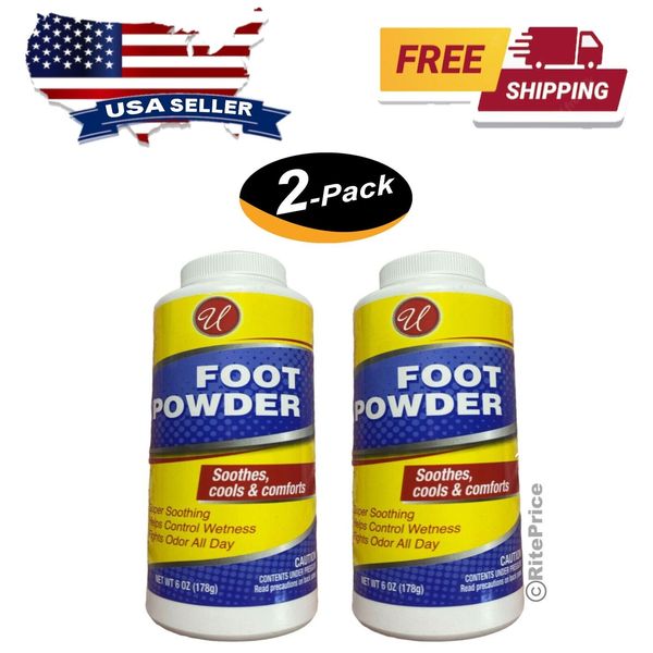 Odor Control Foot Powder Talc-Free Shoe Deodorizer Moisture Absorbent (2 Pack)