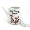No Today Satan teapot, porcelain, Funny teapot