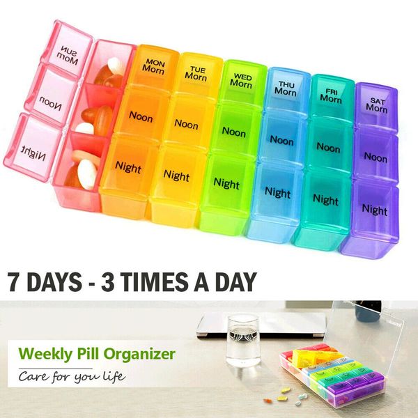 7 Day Pill Box Organizer Weekly Medicine Pills Planner AM/PM Medications Case US