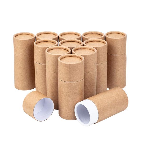 BENECREAT 12pcs 50ml Wooden Color Kraft Paper Tube Kraft Tube with Lid, Colored Pencil Box, Tea Canister, Coffee Beans, Gift Wrapping, Storage Container for Packing