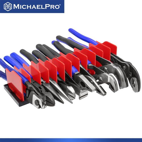 MichaelPro Adjustable Plier Organizer, 12-Slot Pliers Holder with Adjustable Dividers, Pliers Organizer Rack for Customizable Versatile Plier Set Storage, Fuel and Solvent Resistant Plier Rack