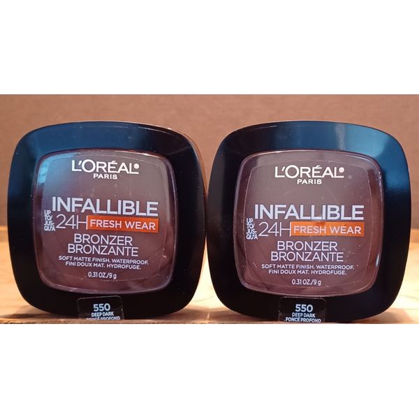 LOT OF 2 L'oreal Infallible 24hr Fresh Wear Soft Matte Bronzer 550 Deep Dark