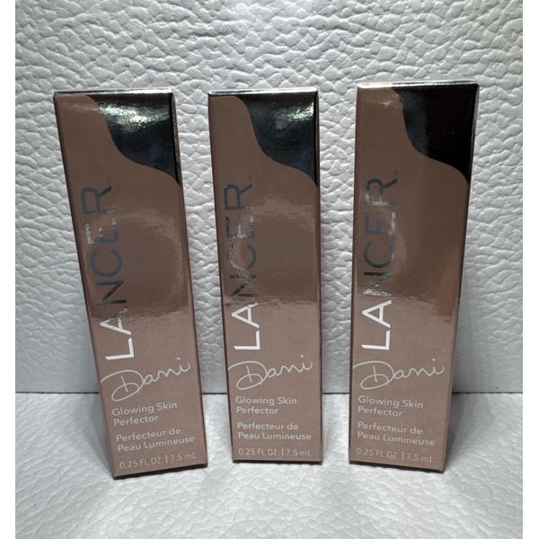 3 X LANCER~Dani Glowing Skin Perfector~0.25 fl oz /7.5ml ea Mini Size~New In Box