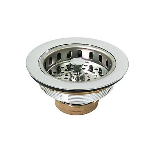 Everflow Heavy Duty Chrome Plated Solid Brass Body Sink Drain Strainer Stopper