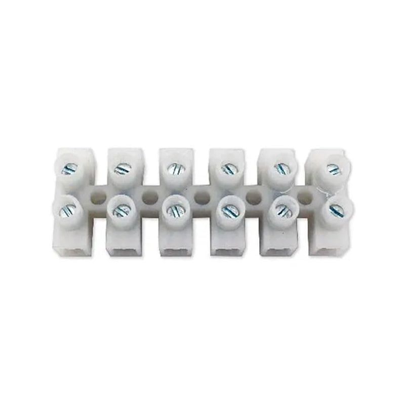 Morsettiera PA6 A 6 Poli Con Base Concava – Bianca, Per Cavi 0.5-1.5mm², Tipo Tedesco - 2