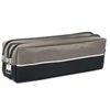 YNR Arpan Triple Pocket Zip Rectangular Large Fabric Pencil Case - School Make-up (Black) (Grey)