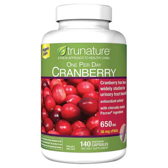 trunature CRANBERRY 650mg, 140 Vegetarian Capsules Exp: 08/25