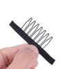 24 pcs/lot Wig Combs 7-teeth Wig Clips Steel Teeth Polyester Durable Cloth Wig Combs for Hairpiece Caps Wig Accessories Tools (Black)