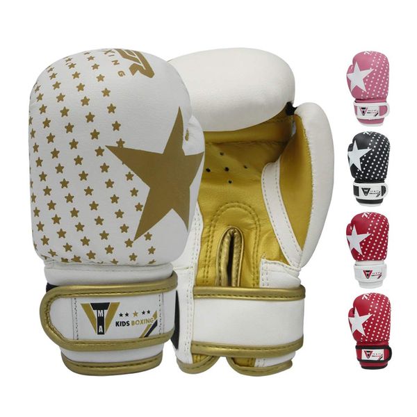 TMA Junior Kids Boxing Gloves Best for Kickboxing, Martial Arts, MMA, Muay Thai 2-oz (White)