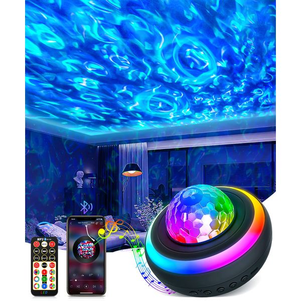 Galaxy Projector Star Night Light - LED Projector Light Bluetooth Speaker and Remote Control Ocean Wave Lights Ceiling Projector for Kids Teen Boy Girl