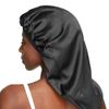 Satin Lined Sleep Cap Black Oversize Bonnet for Braids