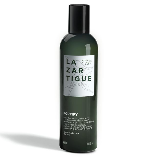 Lazartigue Fortify Densifying Shampoo, Enriched with Guarana and Ricinus, Strengthens Fragile Hair, Stronger Appearance, Perfect for Everyday Usage, Vegan, Lemon, 8.4 Oz