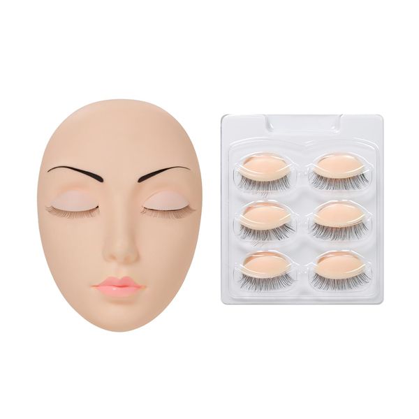 ANNAFRIS Eyelashes Extension Mannequin Head Replaced Eyelids Mannequin Head Practice Eyelashes Extension Training Head with 4 Pairs Removable Eyes(Head D-1)