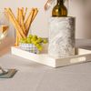 Argon Tableware Rectangular Metallic Serving Tray - White - 34.5 x 30cm - Melamine - With Handles - Ideal for Home & Professional Use