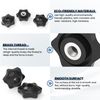 ZIUZI 1/4-20 Thread Knob Nut, 12 Pack 1/4 Star Shape Hand Tighten Clamping Knobs Black Screw-On Nuts