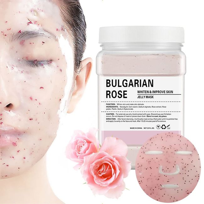 POZTL Gelee-Maskenpulver für Gesichtsbehandlungen, natürliche Rosengelee-Gesichtsmaske, DIY SPA Peel-Off-Gesichtsmaskenpulver hinterlässt die Haut weich mit Feuchtigkeit&revitalisiert, 23 Fl Oz