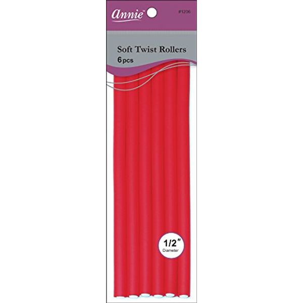 Annie Soft Twist Rollers, Red, 6 Count by Annie