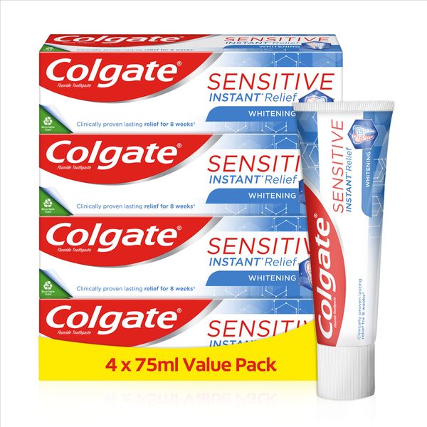 Colgate Sensitive Instant Relief Whitening Toothpaste 75ml 4 Pack