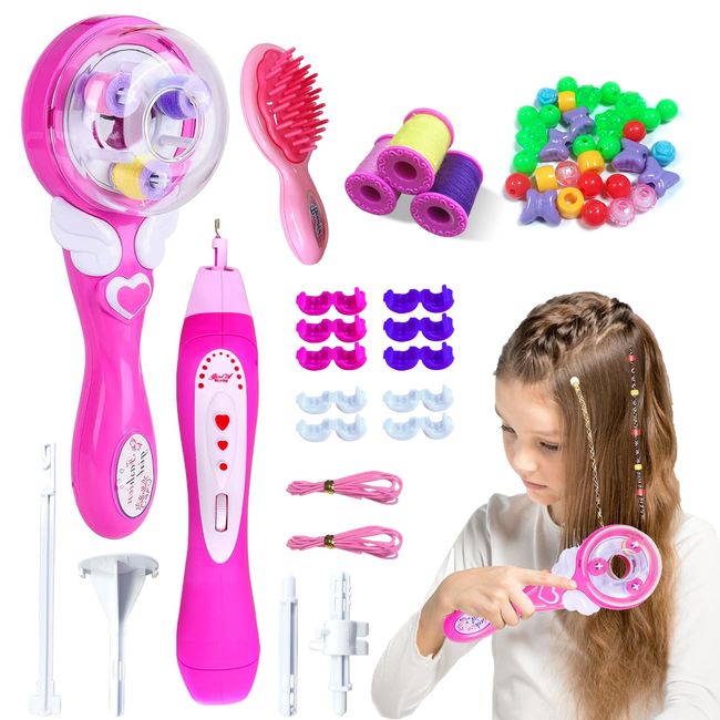 2 Pcs Hair Bedazzler Kit, Automatic Hair Braider & Haarflechter Haarperlen Maschine, Haarflechtmaschine Automatische für Kinder Braiding Device DIY Magic Hair Styling Tools