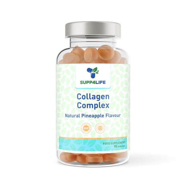 Collagen Complex Gummies - Premium Skin, Hair, Nail & Joint Support - 90 Pineapple Flavour Gummies with Vitamins A, C, E, Biotin & Selenium - Non-GMO, Gluten-Free