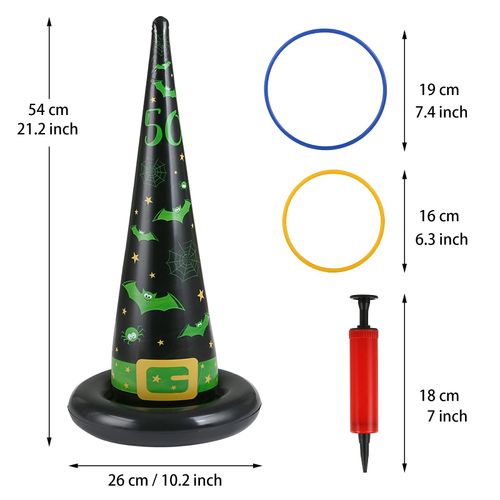 LEMESO Halloween Ring Toss Game Toy for Children, 16 Piece Set, Family Sports, Action Game, Halloween Goods, Cosplay, Air Pump, Family Ring Toss Game, Parent-child Game, Ring Toss Game, Inflatable