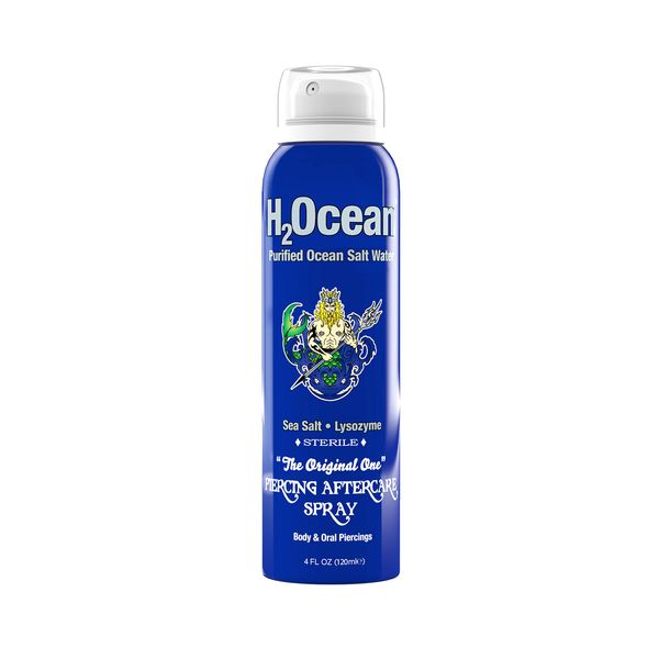 H2Ocean Piercing Aftercare Spray 4oz - Ear, Nose, Earring, Belly Button Piercing Wound Wash Cleaner with Sea Salt Saline Solution - Keloid Bump Scar Removal Treatment