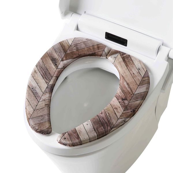 Yokozuna Creation Soft and Smooth Toilet Seat Cushion, Wipeable Toilet Floor Mat Series, Herringbone