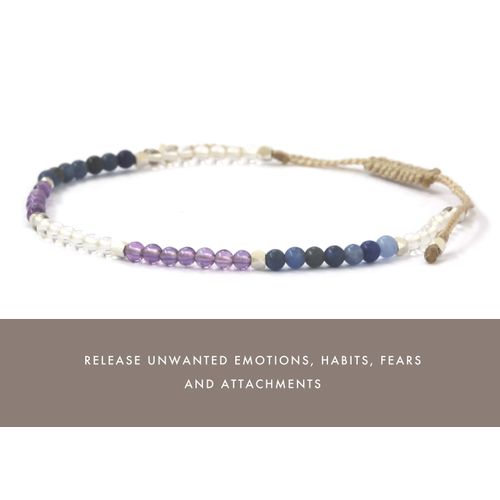 BALIPURA - Let Go Aura Bracelets Gift for Women (2mm Small Beads) - Beaded Crystal, Clear Quartz - 925 Solid Silver Beads - Precious Gemstones Healing Crystals Stone