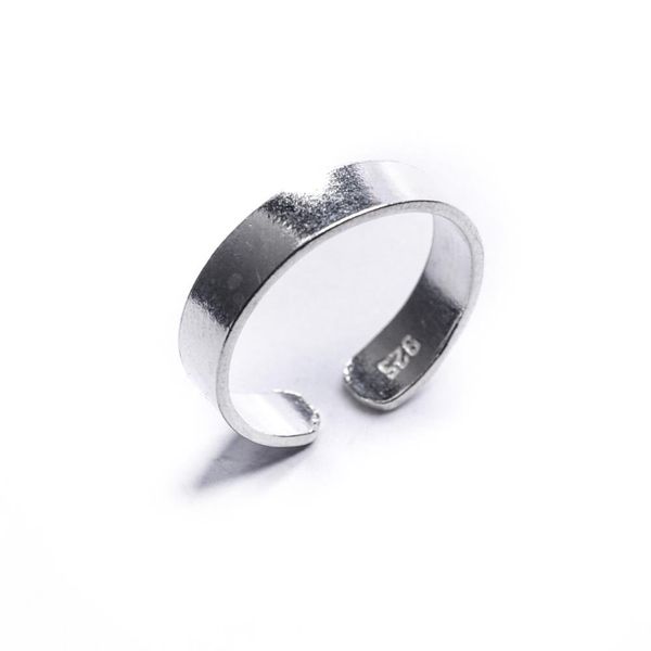 81stgeneration Women's 925 Sterling Silver Plain Flat Band Adjustable Midi PInky Finger Toe Ring