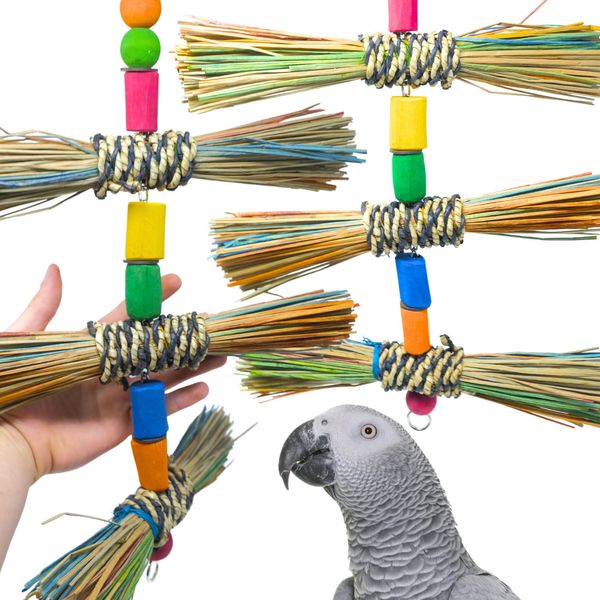 Bonka Bird Toys 2661 Straw Stepper Natural Chew Preen Peck Parrot Cage Toy, Conure, Amazon, African Grey, and Similar Breeds