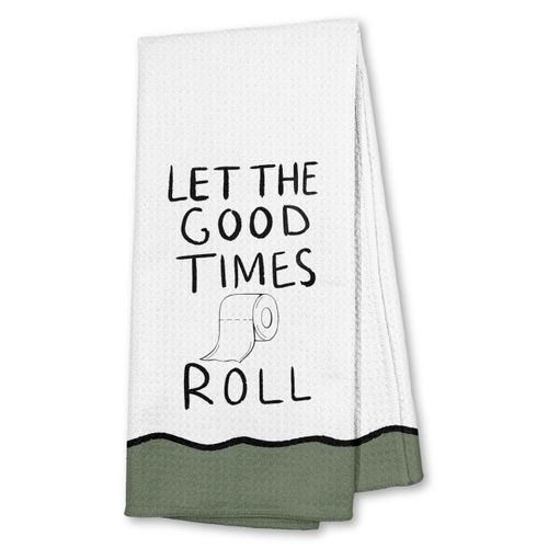 Xiyurlk Retro Green Bathroom Hand Towels, Let The Good Times Roll Decorative Hand Towels for Bathroom Washroom Restroom, 16x24 Inch
