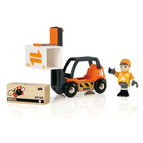 Brio World 33573 - Fork Lift - 4 Piece Wooden Toy Train Accessory for Kids Ages 3 and Up