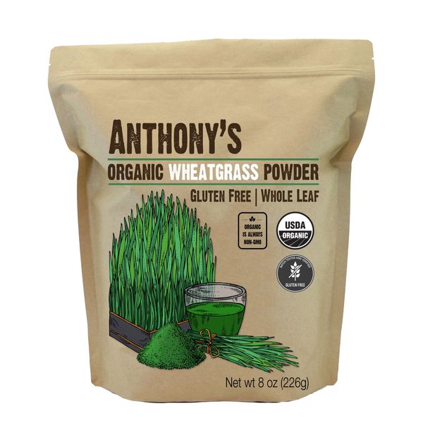 Anthony's Organic Wheatgrass Powder, 8 oz, Grown in USA, Whole Leaf, Gluten Free, Non GMO