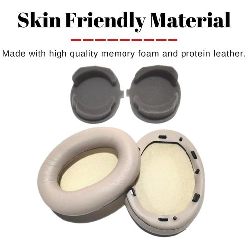 Replacement 1000XM3 Ear Cushions for Sony WH-1000XM3 Over-Ear Headphones, Compatibel WH1000XM3 Ear Pads with Softer Protein Leather, Noise Isolation Memory Foam (Silver)