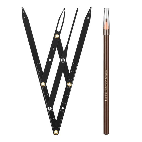 ATOMUS Tattoo Eyebrow Ruler Golden Ratio Ruler Makeup Tool with Brown Mark Pencil Microblading Caliper Eyebrow Positioning Measuring Tools to Shape Eyebrows