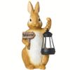 Welcome BUNNY with Solar LED Lantern GREETER Statue Easter Figurine Spring Decor