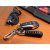 Cadillac Script Logo Braided Rope Style Black Leather Key Chain