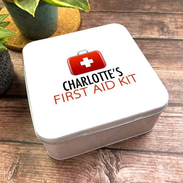 Fingerprint Designs Square First Aid Kit Personalised Medicine Tin