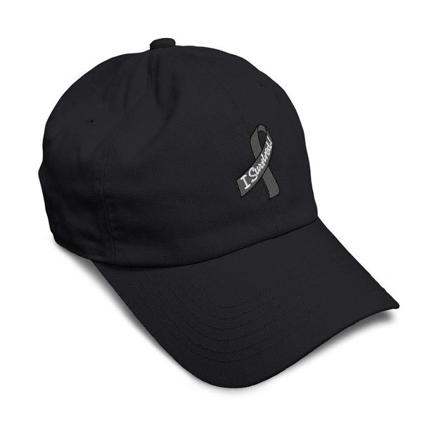 Soft Baseball Cap Cancer Grey Ribbon I Survived Embroidery Cancer Twill Cotton Embroidered Dad Hats for Men & Women Black Design Only