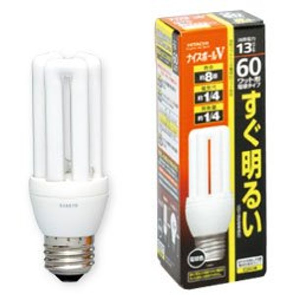 HITACHI Nice Ball Fluorescent Light Bulb 60 Watt Bulb Color EFD15EL/13B E26 Base