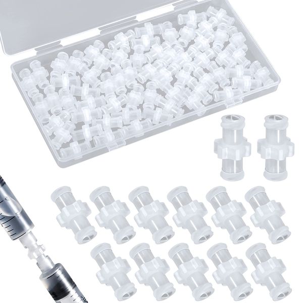 60pcs Syringe Adapter, Female Luer Lock Syringe Luer Lock Connector to Syringe Coupler Adapter Luer Lock Connector Kit