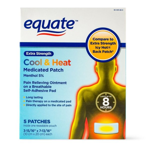 Equate - Extra Strength Cool & Heat Medicated Patch 5 Ct - Self-Adhesive Pads