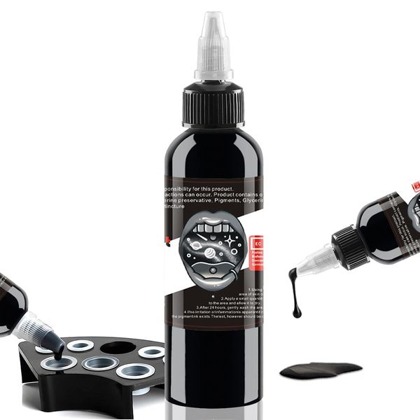 Tattoo Ink Schwarze SNDE 60ml Professionelle Tattoo Tinte Stick und Poke Tattoos Microblading Pigment Zubehör für Micro Sculpture Makeup Beauty Body Painting mit 5 kleinen Packungen Heilsalbe