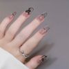 Set of 24 Nail Tip Black Unique Design Trapezoid Style Scandinavian Nail