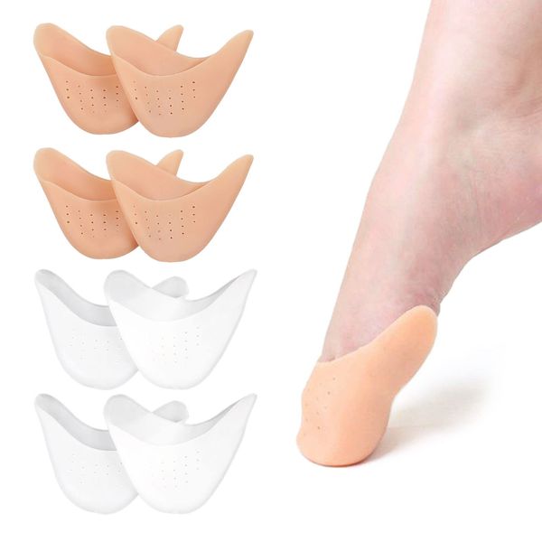 MIVAIUN 4 Pairs Soft Silicone Gel Toe Protectors, Toe Cap Tip Protector, Ballet Dance Shoe Toe Pads, Ballet Pointe Shoes Toe Pads, High Heels Toe Cap Protector with Breathable Holes (4 Pairs)