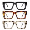 JM 3 Pack Oversized Square Reading Glasses for women men, Blue Light Blocking Computer Readers +3.5