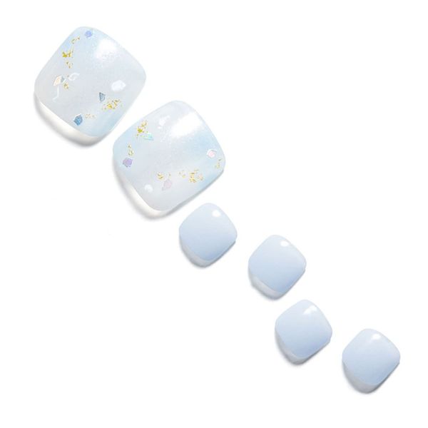 Dashing Diva ZPA148NJ Gel Nail Stickers, Artificial Nails, Color Gel, Light, Hardened Type, Design, Feet, Pedicure, Glaze, Cloud Sugar, Blue